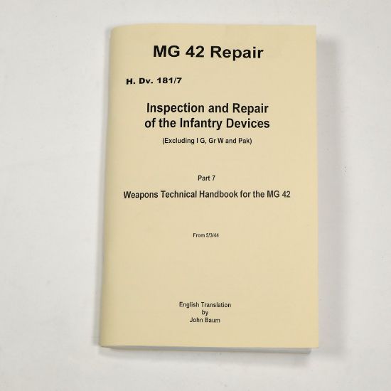 Picture of MG42 ARMORERS REPAIR MANUAL