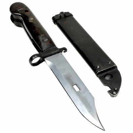 Picture of POLISH AKM TYPE 1 BAYONET, DARK BAKELITE GRIP, FITS STAMPED AK47 AKM AK74, G-VG