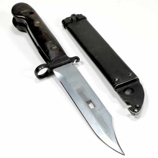 Picture of POLISH AKM TYPE 1 BAYONET, DARK BAKELITE GRIP, FITS STAMPED AK47 AKM AK74, G-VG