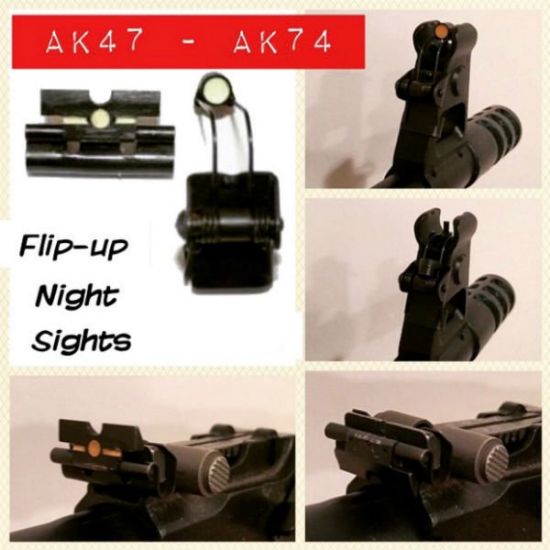 AK47 AK74 Flip Up Night Sights, East German DDR, AKM, AKK-1117, RTG Parts