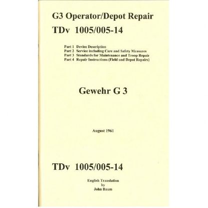 Picture of G3 DEPOT REPAIR MANUAL, BUNDESWEHR ISSUE TDv 1005/005-14, IN ENGLISH