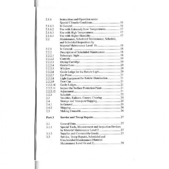 Picture of MG3 LAFETTE OPTICS MANUAL IN ENGLISH