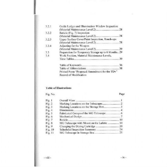 Picture of MG3 LAFETTE OPTICS MANUAL IN ENGLISH