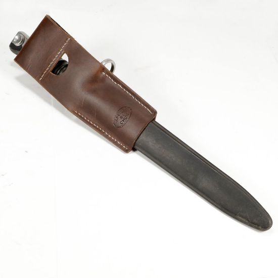 Swiss PE57 Bayonet with Scabbard and Leather Frog, STGw.57, PE57, Sturmgewehr 57, M57, SIG 550, SIG 551 552, SIG556, SIG552A1, Surplus from Switzerland, SIG-B-2135, RTG Parts