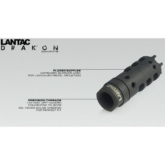 Picture of LANTAC DRAKON MUZZLE BRAKE FOR AK47, 7.62MM, 14x1 LH