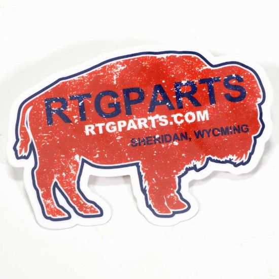 RTG Parts Sticker, Wyoming Buffalo in Red, Sheridan Wyoming, Die Cut 4 x 2.75 Inch, RTG-STICKER-WYO