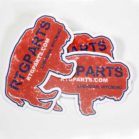 RTG Parts Sticker, Wyoming Buffalo in Red, Sheridan Wyoming, Die Cut 4 x 2.75 Inch, RTG-STICKER-WYO