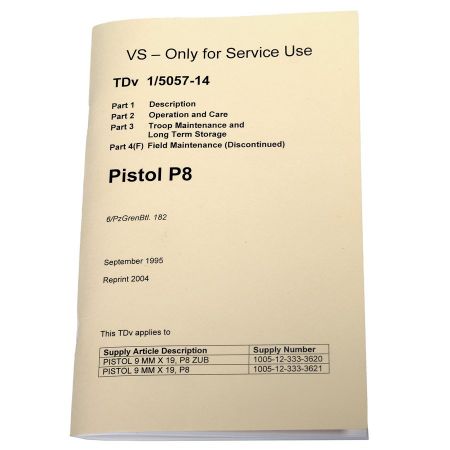 Picture of GERMAN ARMY P8 (HK USP) OPERATORS MANUAL, IN ENGLISH
