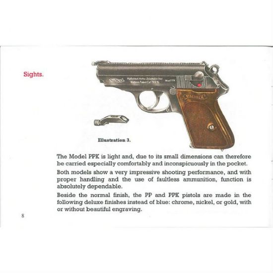 Picture of WALTHER PP PPK OPERATORS MANUAL, IN ENGLISH
