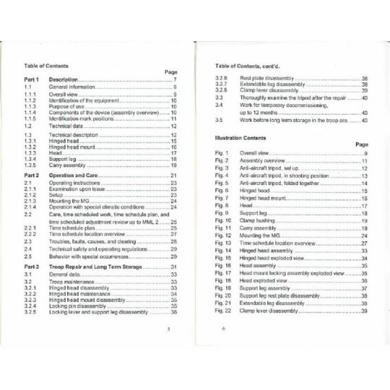 Picture of MG3 ANTI-AIRCRAFT TRIPOD MANUAL, IN ENGLISH