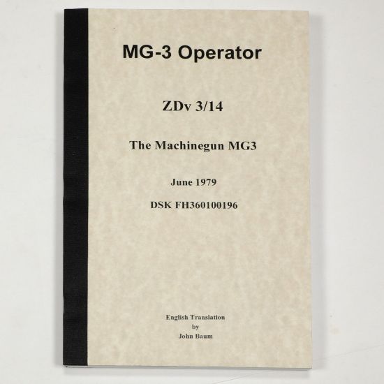 Picture of MG3 OPERATOR'S MANUAL, MODERN MILITARY ISSUE IN ENGLISH