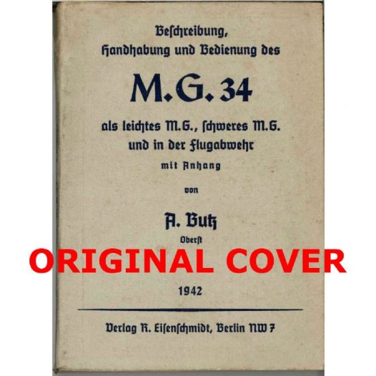 Picture of MG34 OPERATOR'S MANUAL, 1942 BUTZ EDITION IN ENGLISH