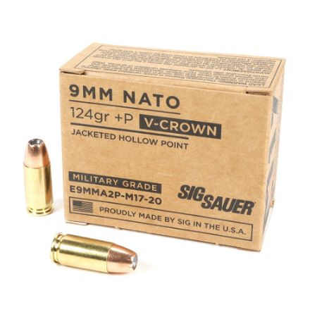 Picture of SIG 9MM +P 124GR ELITE V-CROWN M17 JHP, 20RD BOX