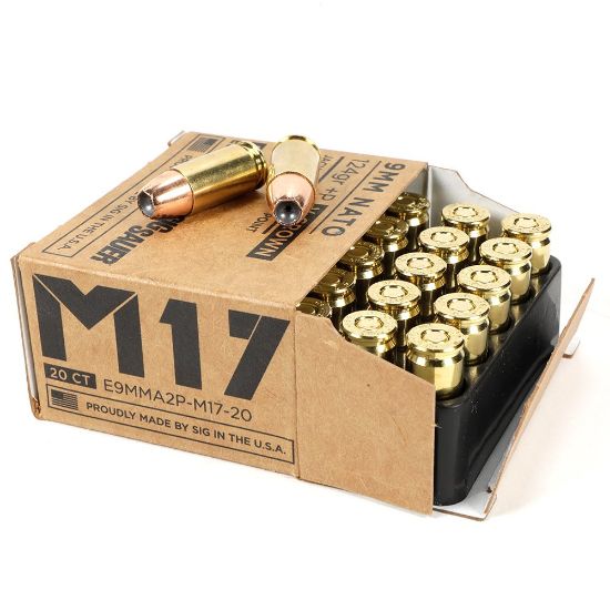 Picture of SIG 9MM +P 124GR ELITE V-CROWN M17 JHP, 20RD BOX