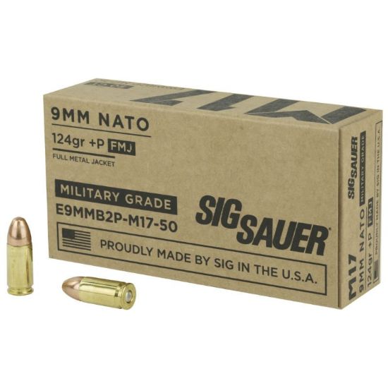 Picture of SIG 9MM +P 124GR ELITE BALL M17 FMJ, 50RD BOX