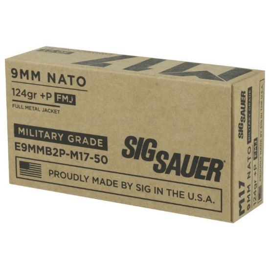 Picture of SIG 9MM +P 124GR ELITE BALL M17 FMJ, 50RD BOX