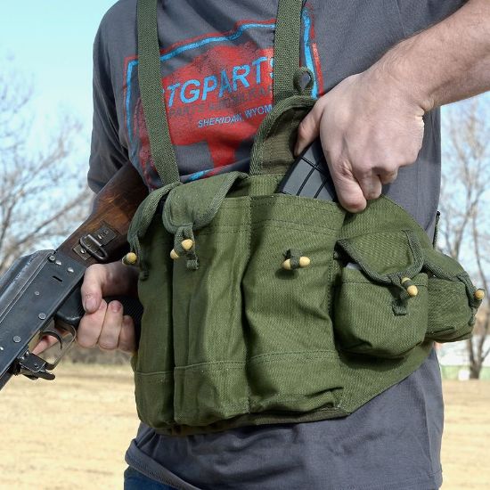Picture of AK47 BANDOLIER CHEST RIG, OD GREEN, NEW