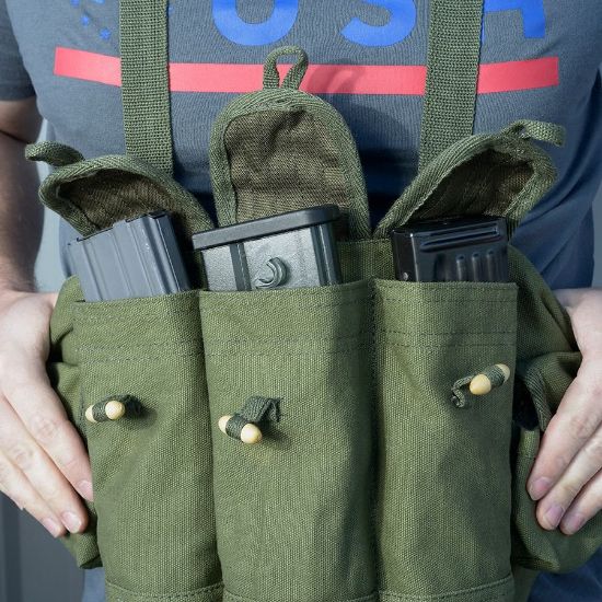 Picture of AK47 BANDOLIER CHEST RIG, OD GREEN, NEW