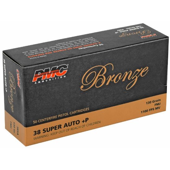 38 Super PMC Bronze FMJ 130gr, 50rd Box, .38 Super Automatic, 741569070126, AMMO-38SA, RTG Parts