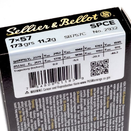 Picture of S&B 7X57MM MAUSER 173GR SPCE, 20RD BOX