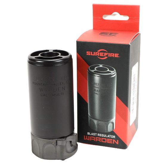 Picture of SUREFIRE WARDEN BLAST REGULATOR MULTI CALIBER 5.56 7.62 FLASH SUPPRESSOR, BLACK