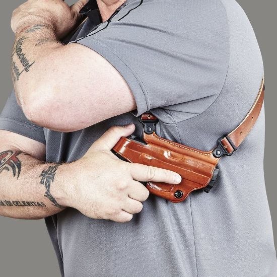 Picture of GALCO MIAMI CLASSIC SHOULDER HOLSTER FOR GLOCK 17 19 22 23 26 27, TAN