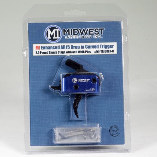 Picture of MIDWEST INDUSTRIES ENHANCED SINGLE STAGE CURVED TRIGGER, BLUE FINISH, 3.5 LB, DROP IN