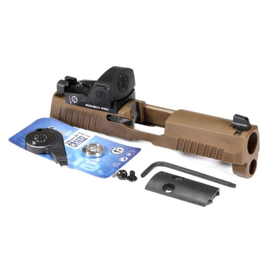 Picture of SIG P320 X SERIES SLIDE ASSEMBLY COYOTE 3.9" WITH ROMEO 1 PRO AND XRAY3 SUPPRESSOR SIGHTS