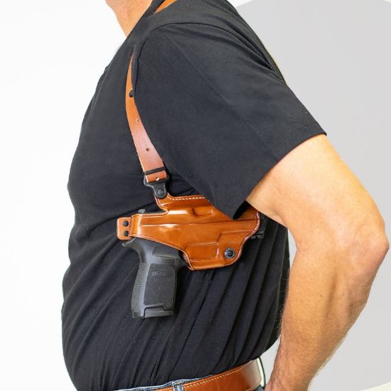 Picture of GALCO MIAMI CLASSIC II SHOULDER HOLSTER FOR GLOCK 17 19 26 27, TAN