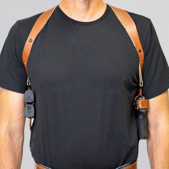 Picture of GALCO MIAMI CLASSIC II SHOULDER HOLSTER FOR GLOCK 17 19 26 27, TAN