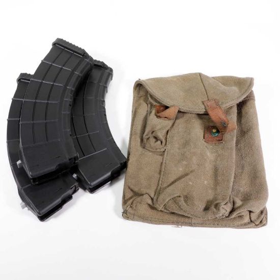 Picture of RUSSIAN AK47 3-CELL MAG POUCH W/ THREE 30RD AK47 AC-UNITY MAGAZINES