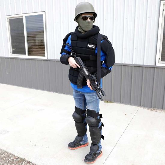 Picture of ITALIAN POLICE BLACK RIOT GEAR SET WITH BAG