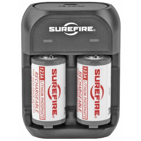 Picture of SUREFIRE 2-PACK RECHARGEABLE LFP123 BATTERIES WITH CHARGER