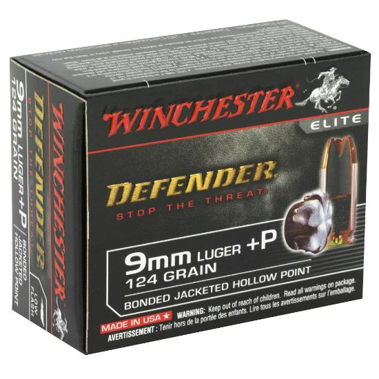 Picture of WINCHESTER DEFENDER 9MM +P 124GR JHP, 20RD/BOX