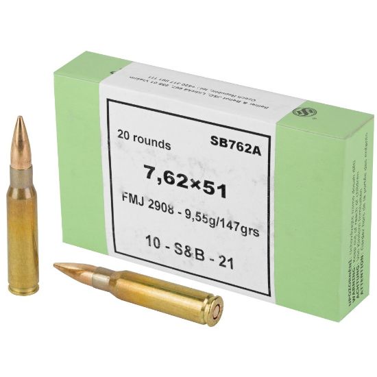 Picture of S&B 7.62x51MM 147GR FMJ, 20RD BOX