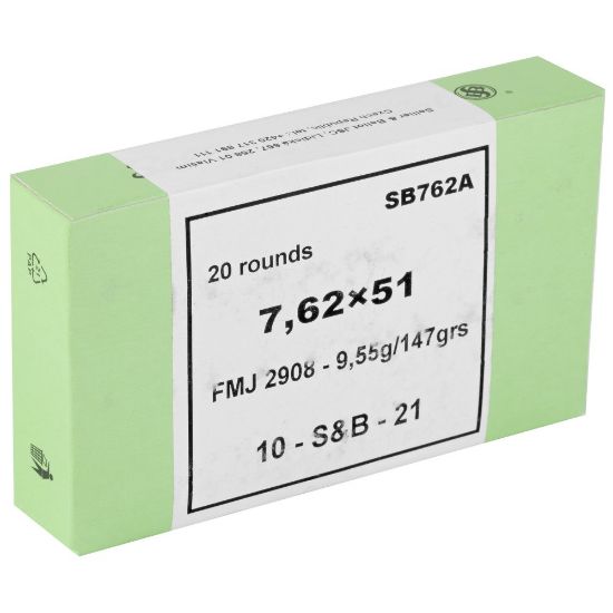 Picture of S&B 7.62x51MM 147GR FMJ, 20RD BOX