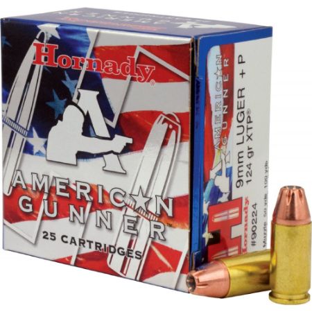 Picture of HORNADY AMERICAN GUNNER 9MM +P 124GR XTP JHP, 25RD BOX