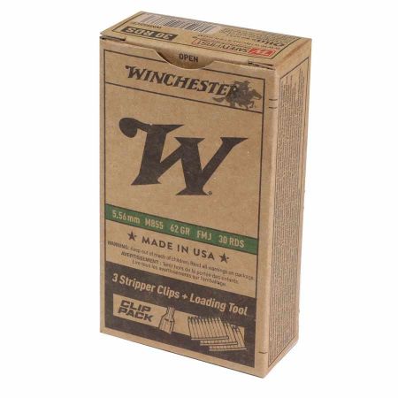 Picture of 30 ROUNDS OF WINCHESTER LC 5.56X45MM M855 62GR GREEN TIP ON STRIPPER CLIPS