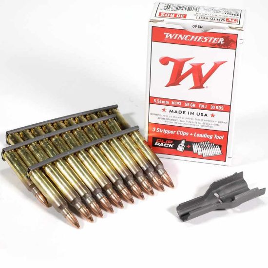 Picture of 30 ROUNDS OF WINCHESTER LC 5.56X45MM M193 55GR ON STRIPPER CLIPS