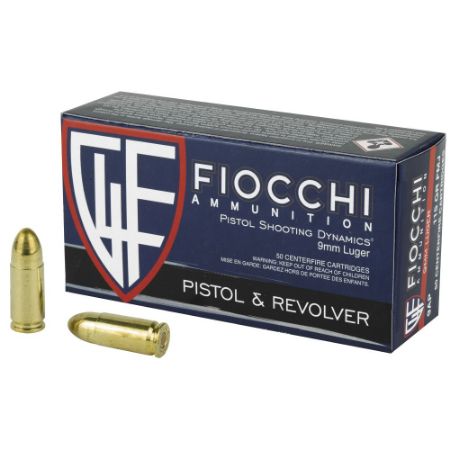 Fiocchi 9mm Luger 115gr FMJ, 50rd Box, 9x19mm, 9mm Parabellum, 762344001623, AMMO-FIO-9AP, 9mmammoseek, RTG Parts