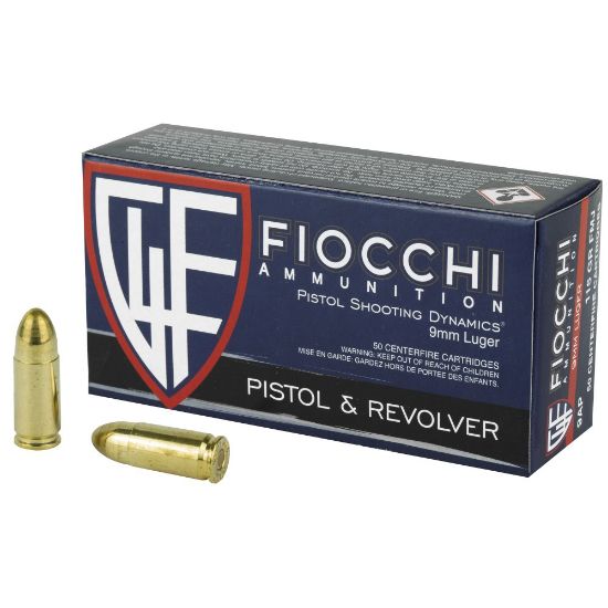 Fiocchi 9mm Luger 115gr FMJ, 50rd Box, 9x19mm, 9mm Parabellum, 762344001623, AMMO-FIO-9AP, 9mmammoseek, RTG Parts
