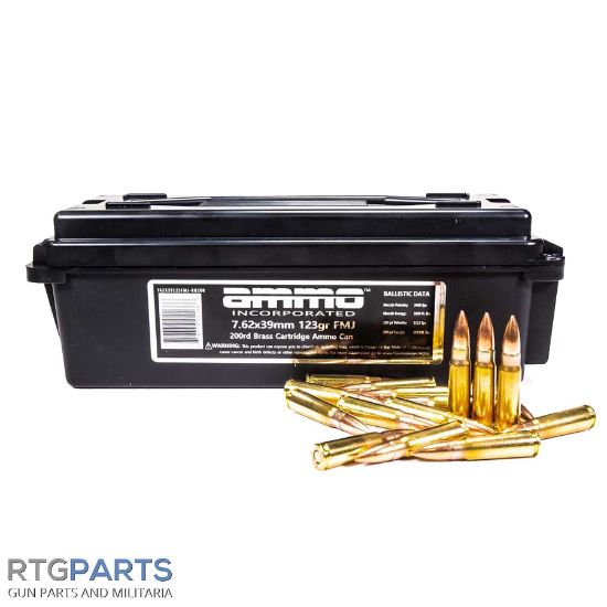 Picture of AMMO INC 7.62X39 BRASS CASED 123GR FMJ, 200RD BOX
