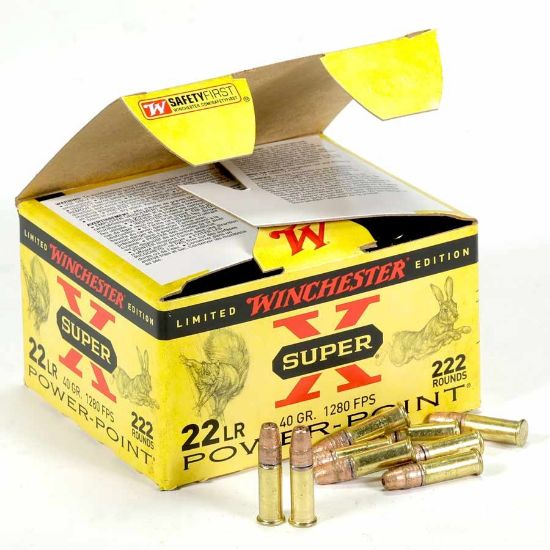 Picture of WINCHESTER SUPER-X POWER-POINT  .22LR 40GR COPPER PLATED HOLLOW POINT, 222RD/BOX