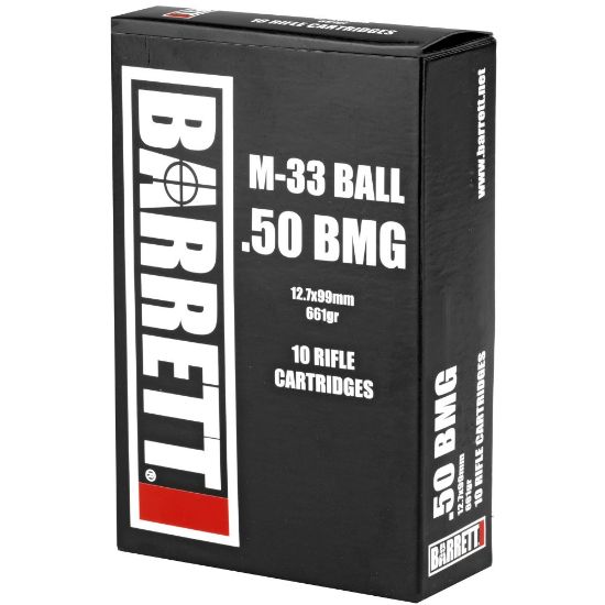 Picture of BARRETT AMMO .50BMG 661GR FMJ, PN 19372, 10RD/BOX