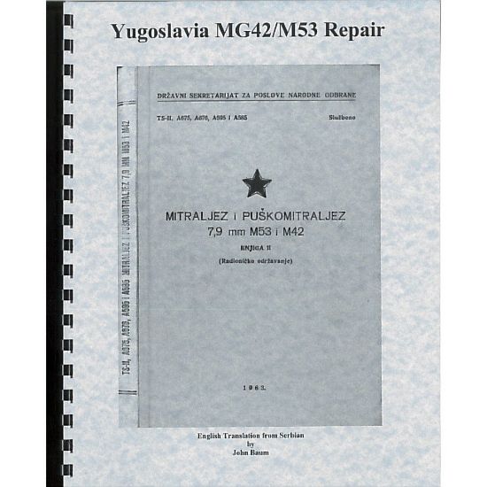 Picture of YUGOSLAVIA M53/MG42 ARMORER'S MANUAL, YUGO MILITARY ISSUE IN ENGLISH