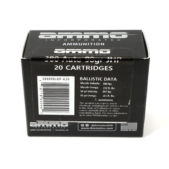Picture of AMMO INC 380ACP 90GR XTP JACKETED HOLLOW POINT, 20RD BOX