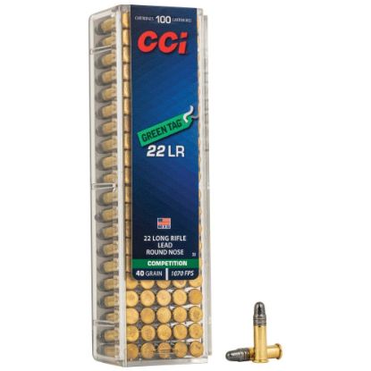 Picture of CCI GREEN TAG COMPETITION .22LR 40GR LEAD ROUNDNOSE SUB-SONIC, 100RD/BOX