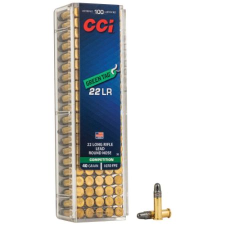 Picture of CCI GREEN TAG COMPETITION .22LR 40GR LEAD ROUNDNOSE SUB-SONIC, 100RD/BOX