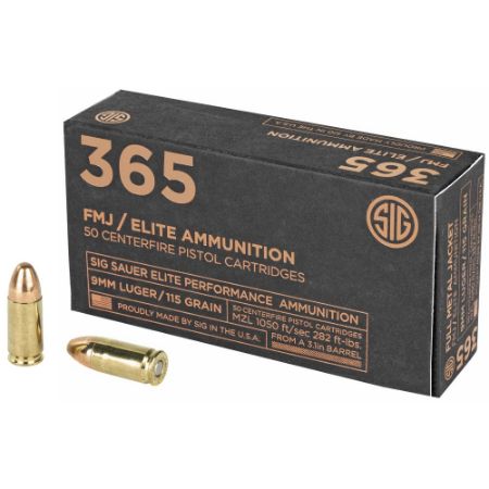 Picture of SIG P365 9MM 115GR ELITE BALL FMJ, DESIGNED FOR SHORT BARRELS, 50RD BOX
