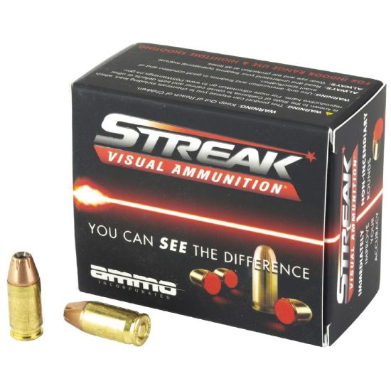 Picture of AMMO INC STREAK DEFENSE 380ACP 90GR JHP, NON-INCENDIARY TRACER, RED, 20RD BOX
